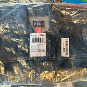 Children’s Place Girls Stretch Denim Jacket–Size XL (14) – Dark Stone Wash – NWT